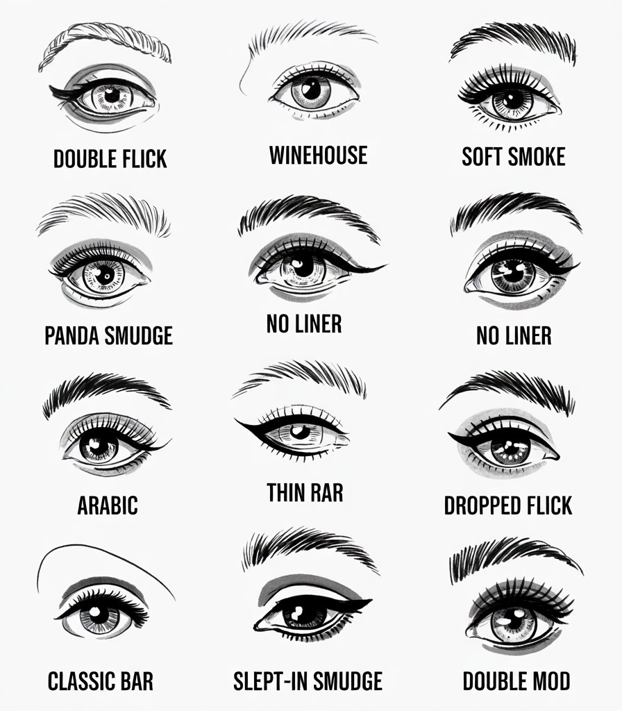 12 Eyeliner Styles Guide: Double Flick Winehouse Soft Smoke Eye Makeup