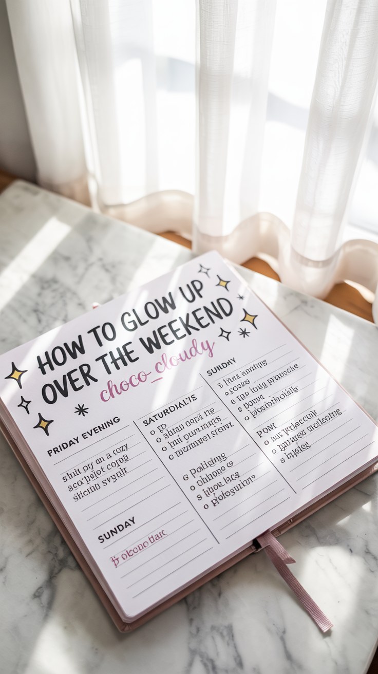 Weekend Glow Up Planner: Chocolate Cloud Beauty Routine Checklist