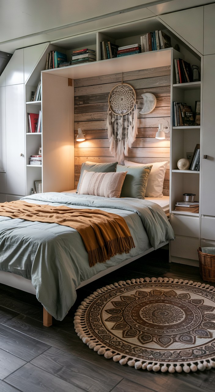 Cozy Bedroom Ideas with Built-in Storage and Boho Decor Inspiration