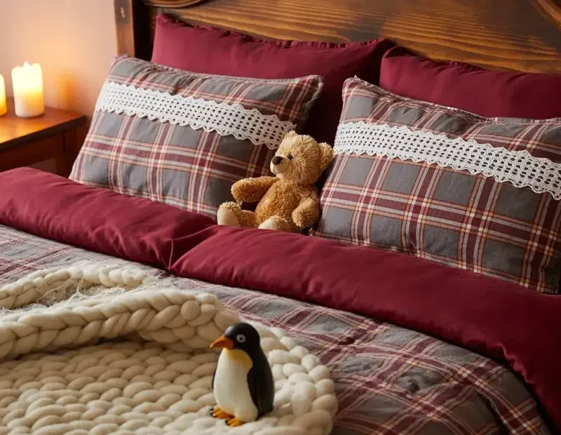 Cozy Bedroom on a Budget | Plaid Bedding & Carved Headboard Ideas
