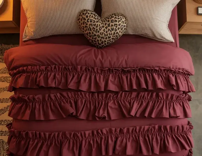 Burgundy Ruffle Duvet Cover Ideas for a Romantic Cottage Bedroom