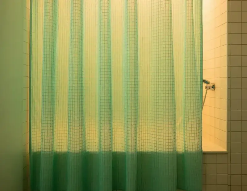 Mint green grid shower curtain spring bathroom refresh | small bathroom decor