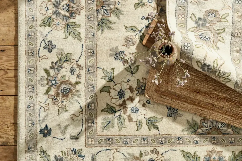Laurel LAU-03 Cream 18x18 Sample Rug by Rifle Paper Co